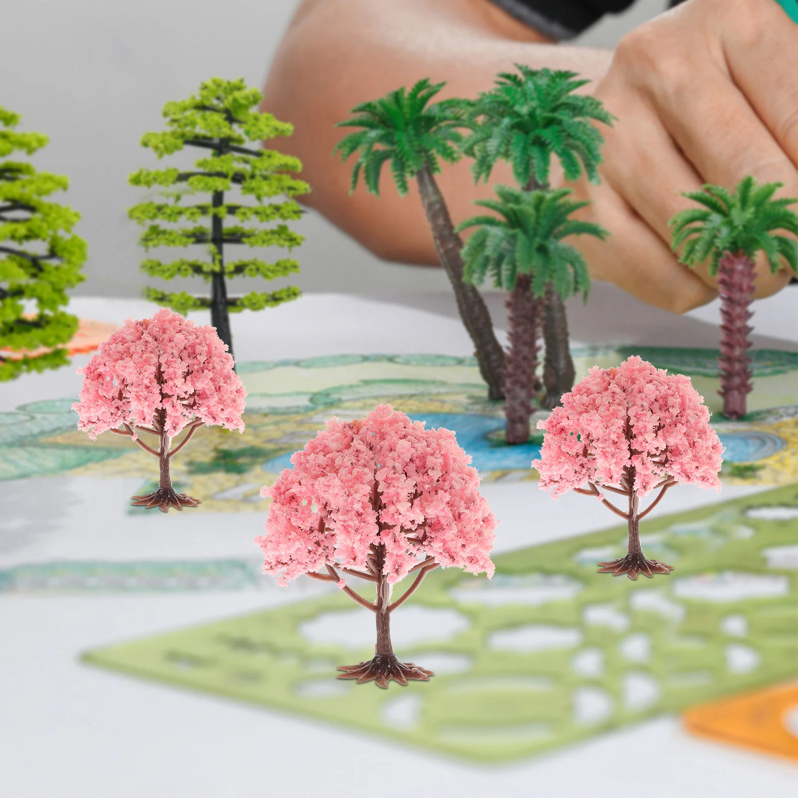 

10Pcs Fake Tree Ornaments 8cm Miniature Artificial Trees Durable Simulation for Desktop Centerpiece Decoration