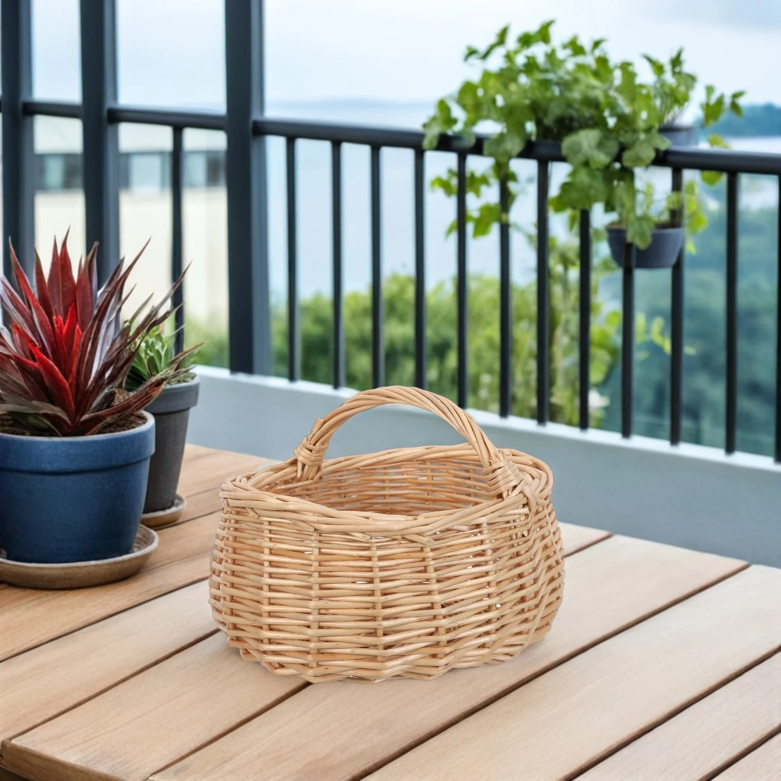 

Small Oval Wicker Basket Hand Woven Storage Organizer For Home Decor Wedding Flower Picnic Rustic Willow Weaving Basket