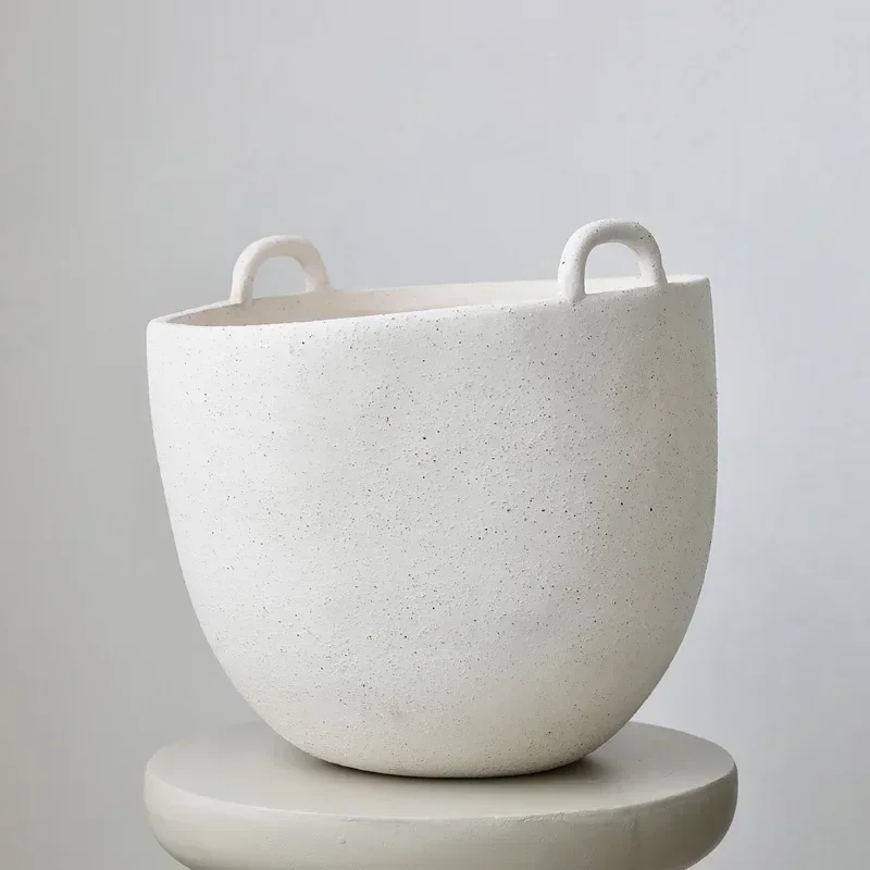 Handmade ceramic flower pot large diameter ceramic  high-end binaural basket home set pot large floor-to-ceiling large