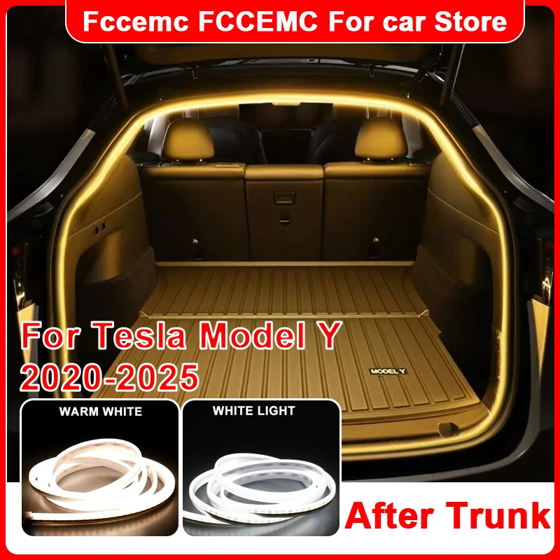 After Trunk Light for Tesla Model Y 2020-2025 Launch Juniper Bright LED Silicone Light Yellow White Rear Magnetic Induction