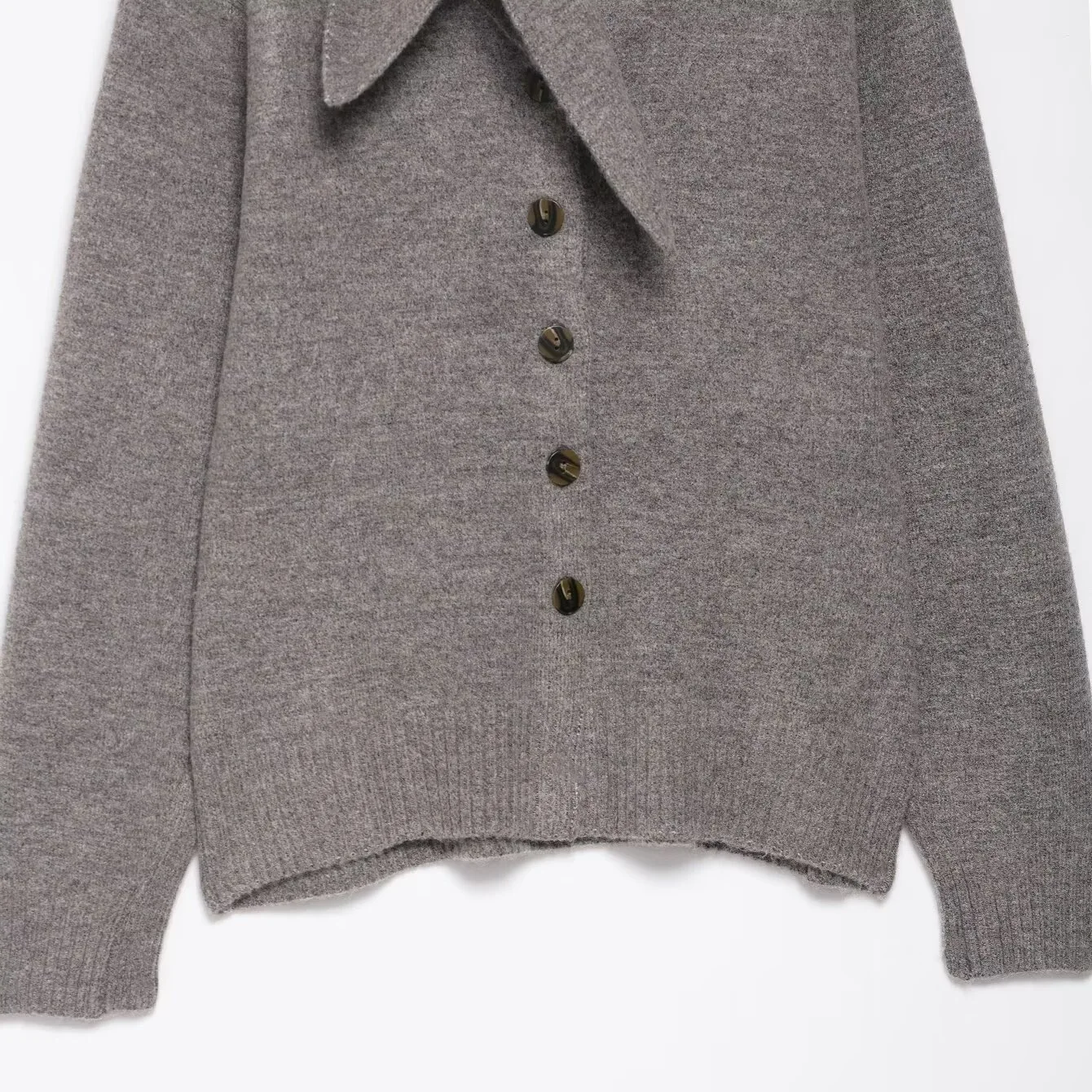 الخريف/الشتاء المرأة الحلو غير النظامية وشاح مزين سترة مشغولة من الصوف فضفاضة تناسب مع خط العنق اصطف معطف دافئ بأزرار