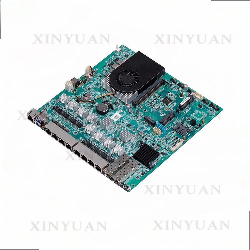 Micro ATX firewall motherboard with Skylake 6th Gen Core i5, 8 RJ45 LAN and 2 fiber optic LAN