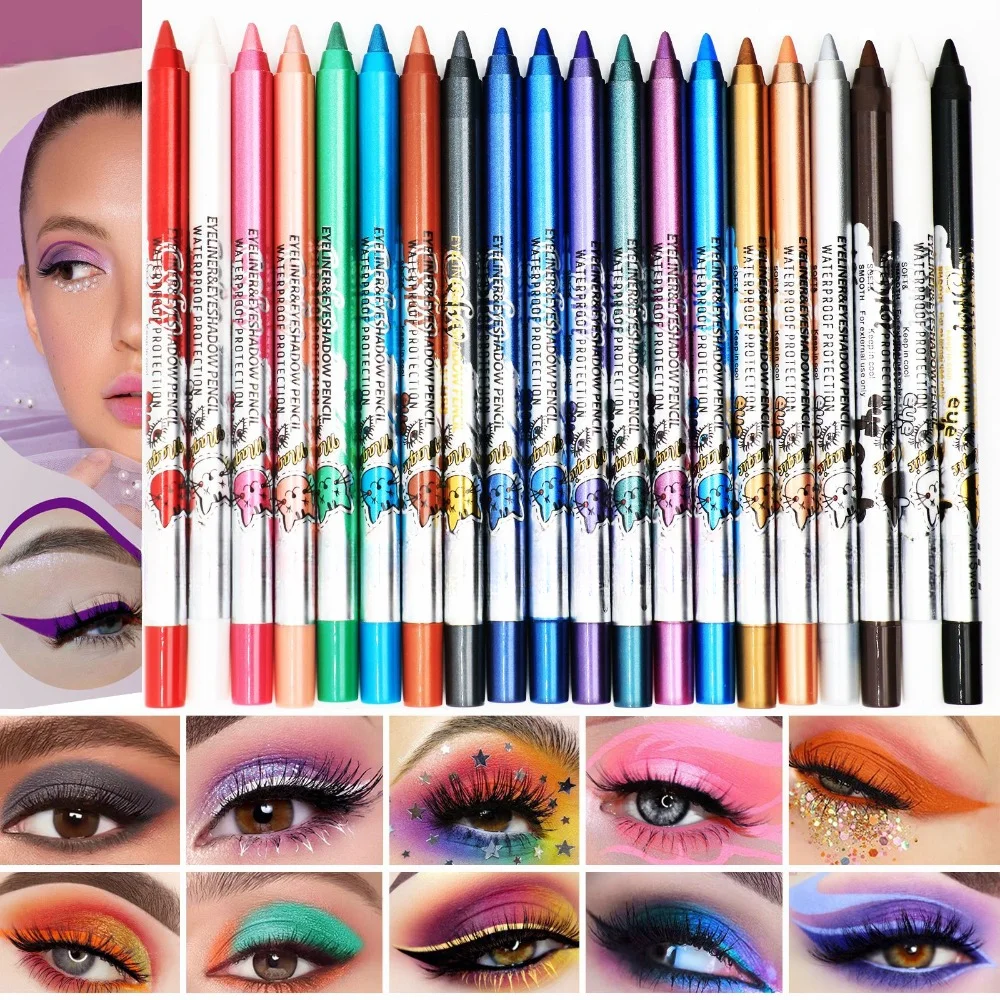 Quick-dry Eyeliner Pencil Colorful Long-lasting Eye Liner Pen Waterproof No Blooming Blue Pink Black Cosmetics Tools