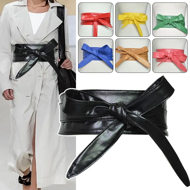 

Women Elegant Lace Up Belt Bowknot Belts For Women Longer Wide Bind Waistband Ties Bow Cummerbund Lady Dress Decor