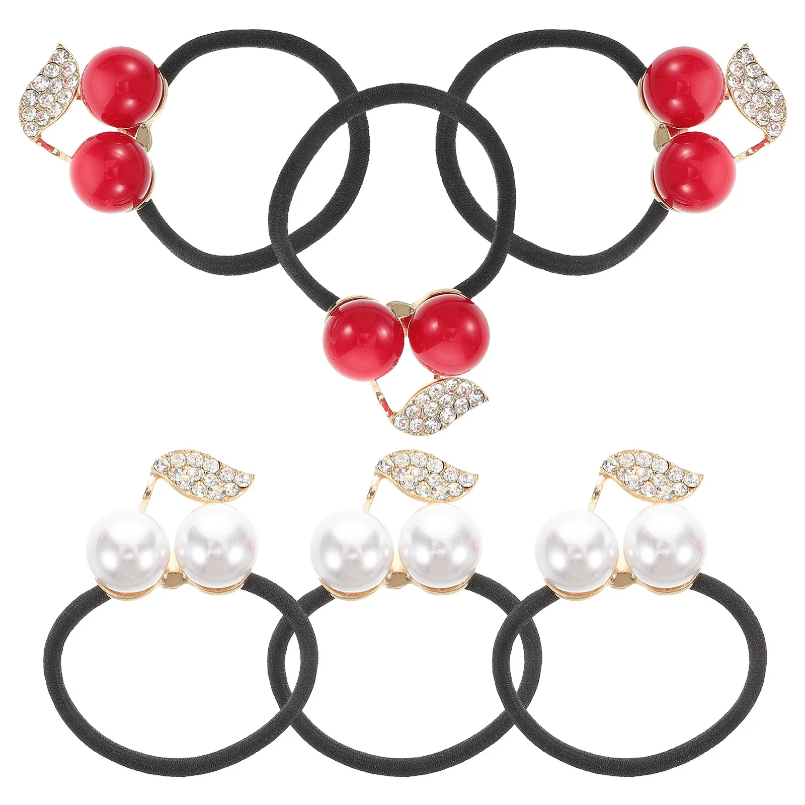 

6Pcs Rhinestone Cherry Ponytail Holders Elastic Cute Hair Ties Hair Accessories for Women Ponytail Holders for Women