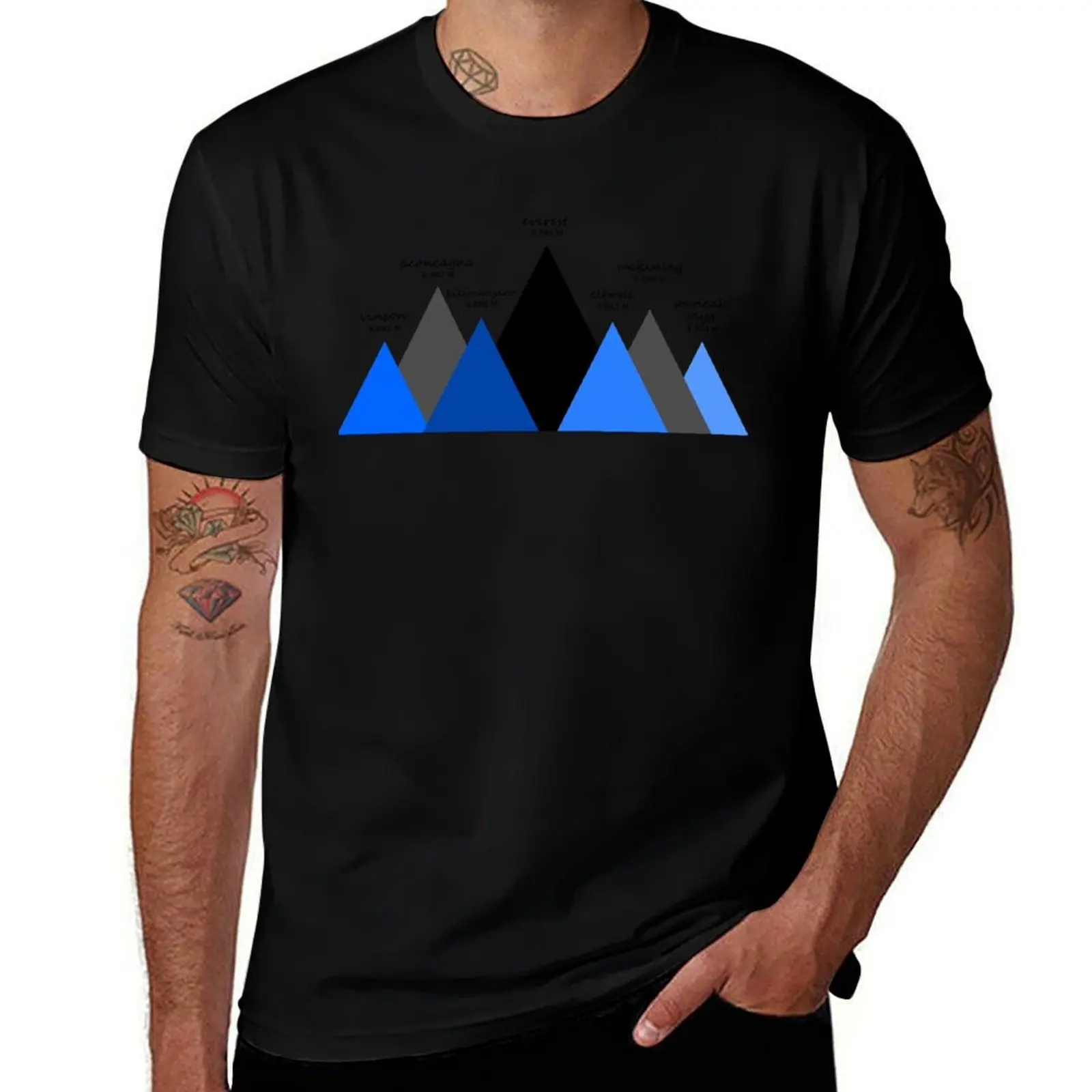 تي شيرت The Seven Mountain Summits تي شيرت رجالي تي شيرت قطني مضحك تي شيرت رجالي