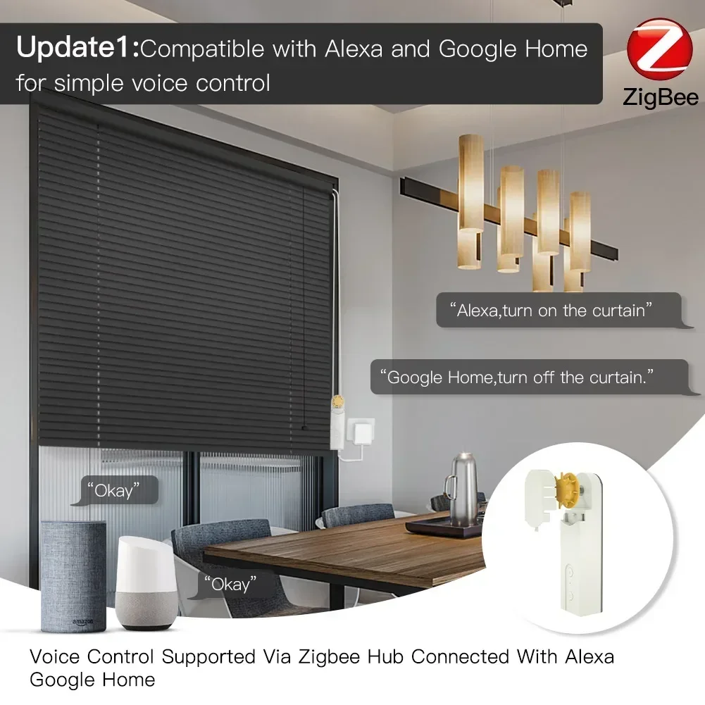 MOES ZigBee3.0 DIY Chain Motorized Bluetooth Roller shutter Blinds Shades Drive Motor Tuya Smart APP Alexa Google Voice Control