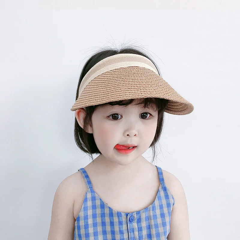 Straw Visor Hat for Girls Baby Women - Summer UV Protection Wide Brim Sun Hat, Breathable Lightweight Mother-Daughter Matching
