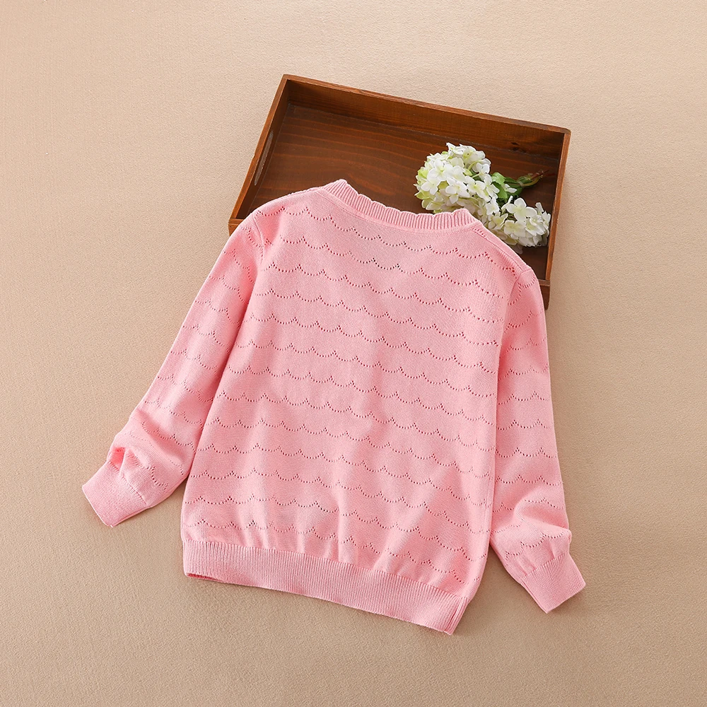 Kids Summer Clothes Girls Lightweight Cardigan Sweater Buttons Long Sleeve Casual Knitted Thin Breathable Outwear