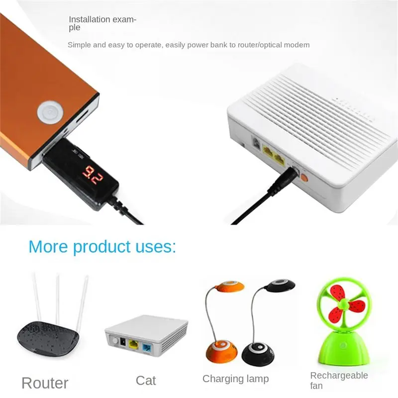 DT60 USB DC 5V to 9V 12V Power Cable for Route Charge WIFI Adapter Wire USB Boost Module Converter Via Powerbank USB view 4