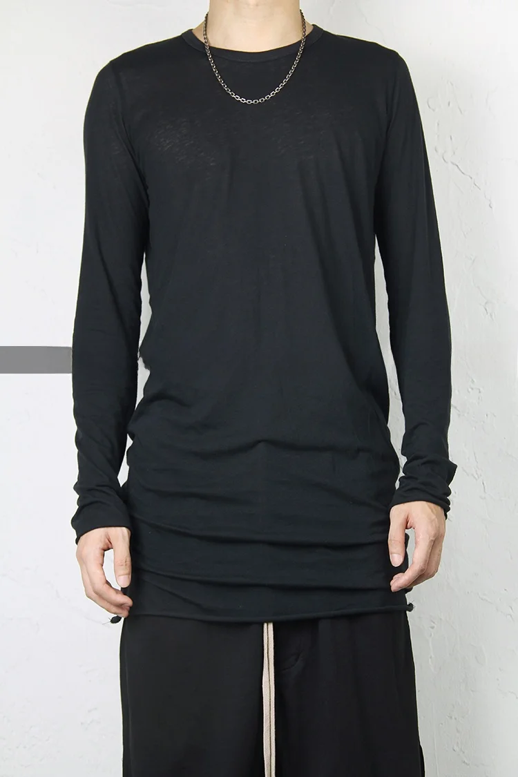 

Мужская классическая хлопковая футболка-худи Rodrk Slim Fit с длинным рукавом, базовый слой, уличный стиль, модный бренд