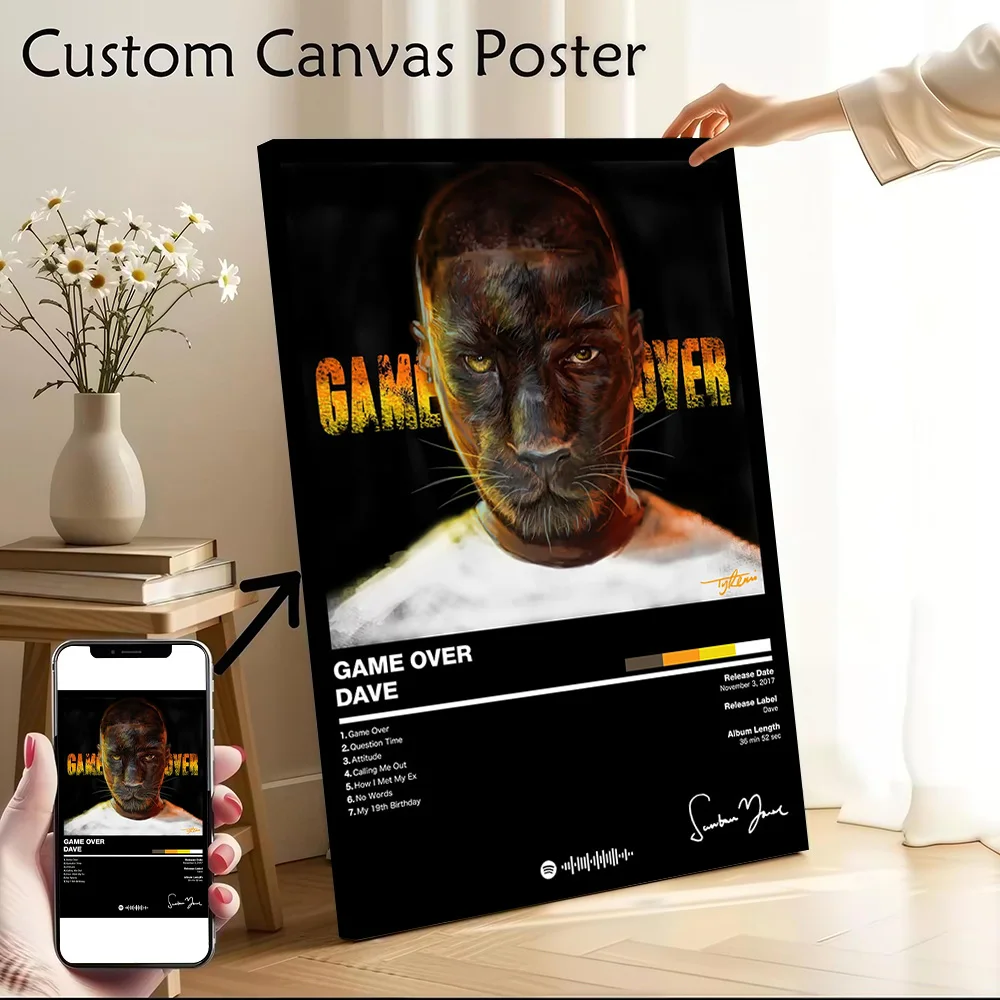 Dave - Game Over Poster Canvas Wall Art Personalized Print Modern Painting Perfect Gift for Bedroom Decoration Wand Deko Room