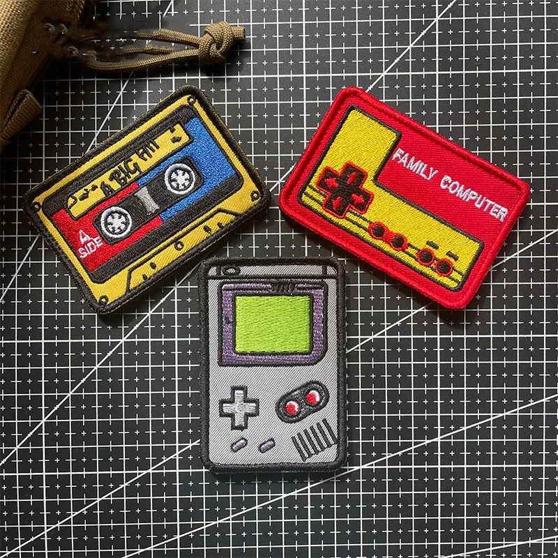 Retro Nostalgic Game Chapter GAMEBOY Embroidery Patches Backpack Sticker Gamepad Magnetic Tape Badges Hook and Loop Patch