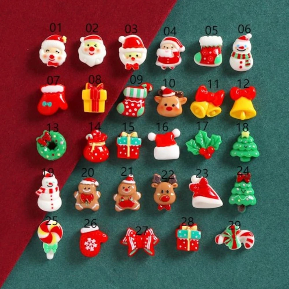 Mini Christmas Snowman Tree Deer Flat Back Charms Resin Cabochons Scrapbooking DIY Handmade Accessories