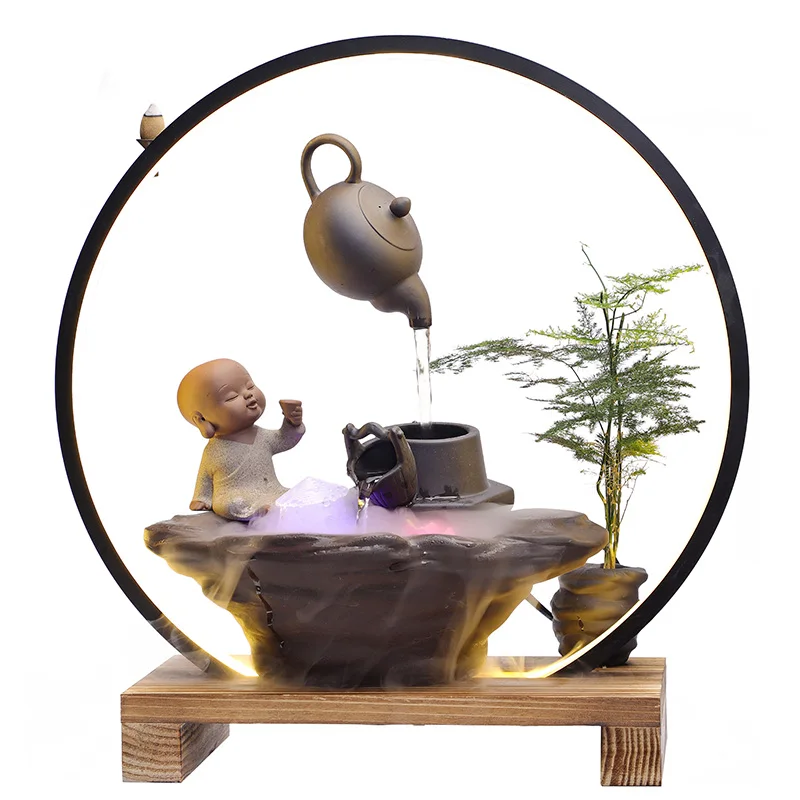 Creative Hanging Pot Water Purifier Porcelain Office Desk Surface Panel Decoration Lucky Hallway Wind Water Flow Incense Burner