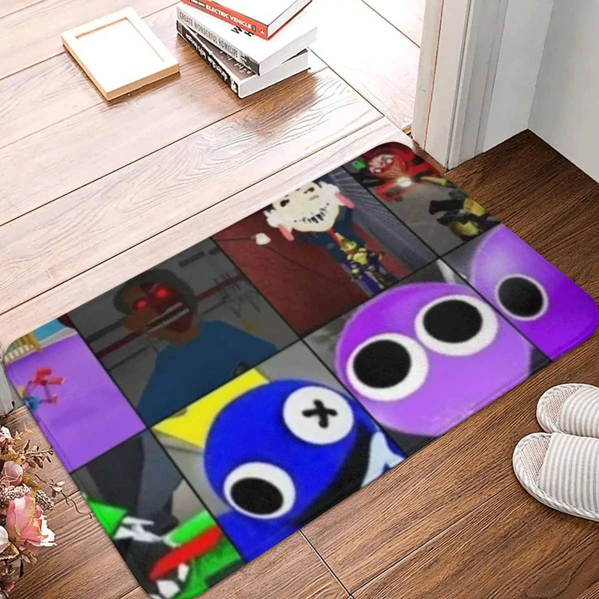 Rainbow Friends Escape Bedroom Mat Expression Doormat Flannel Carpet Entrance Door Rug Home Decoration