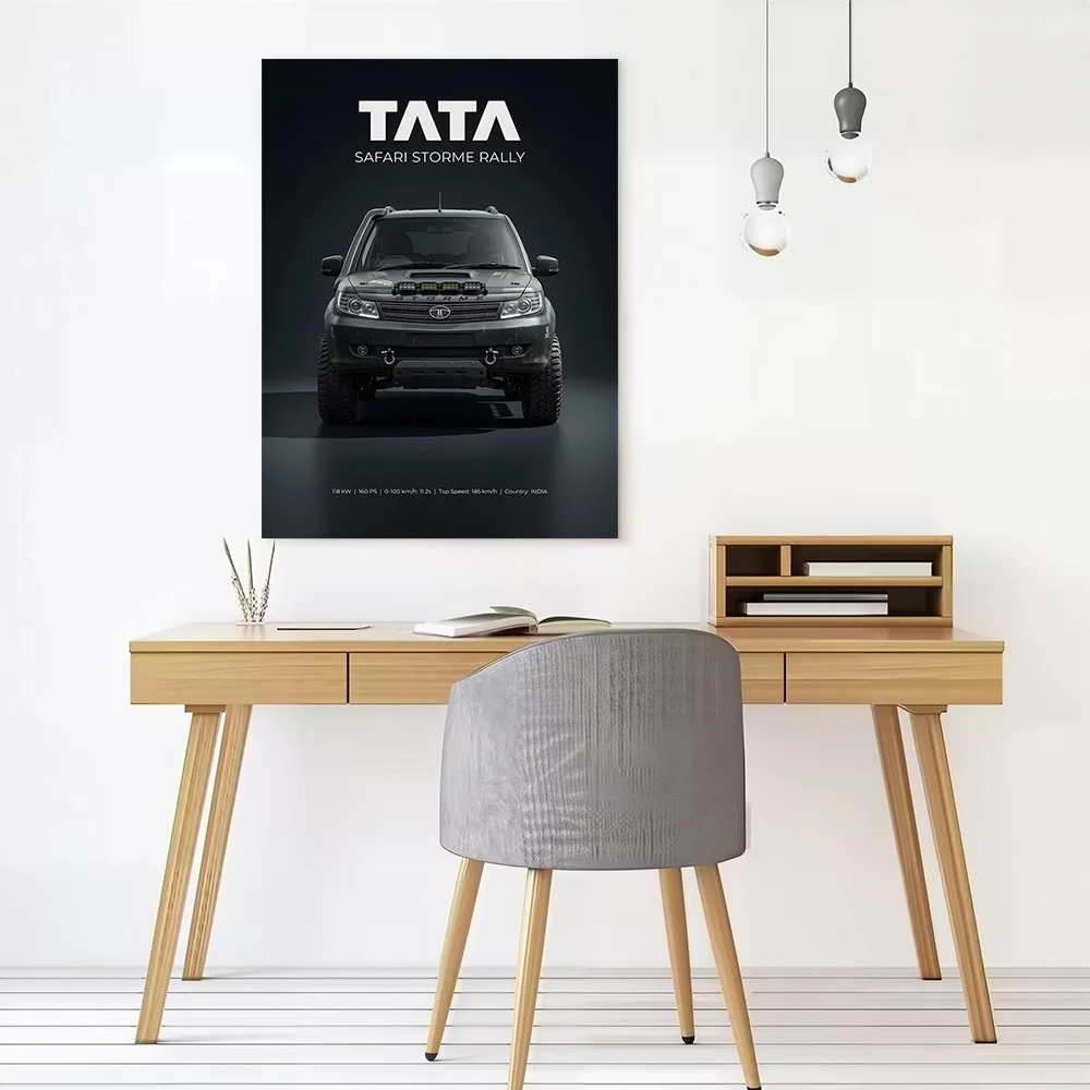 Tata Safari Storme Rally Car Printed Canvas Wall Art Customizable Paintings Poster Perfect Gift for Bedroom Home and Decoration