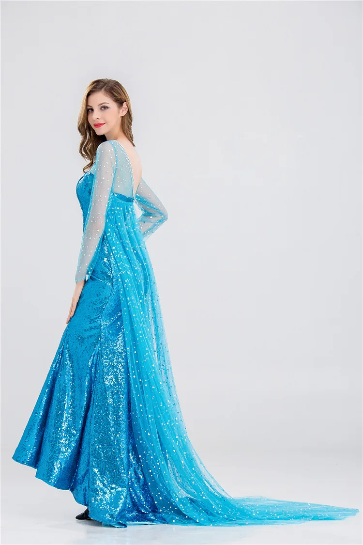 Robe d'halloween la reine des neiges pour adultes, déguisement de princesse Elsa, Costume de spectacle