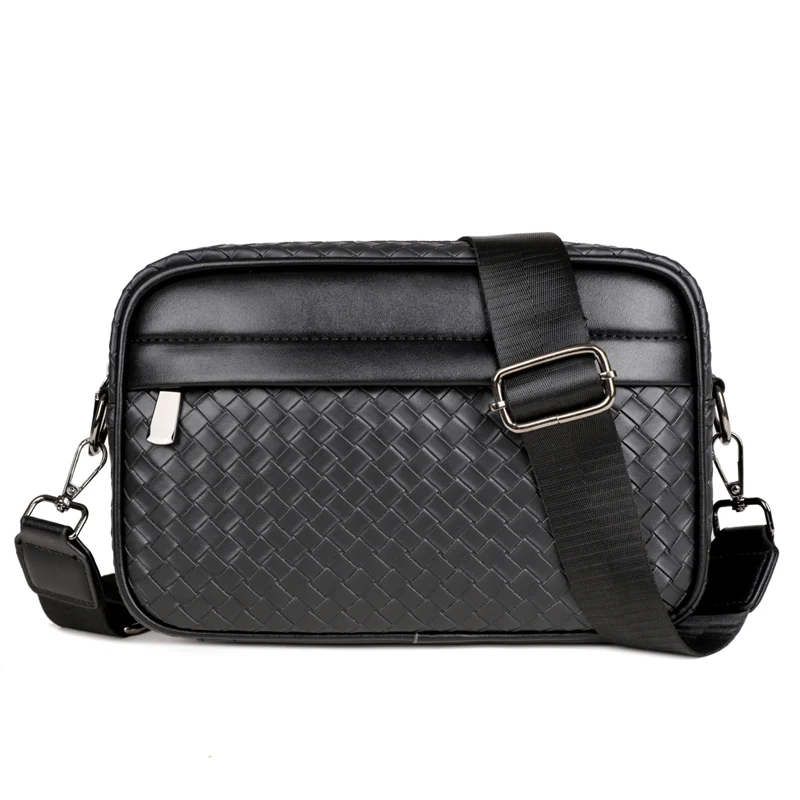 حقيبة رجالية رائعة وحرفية عالية الجودة بنمط منسوج كلاسيكي حقيبة كتف كروس عصرية ومتعددة الاستخدامات