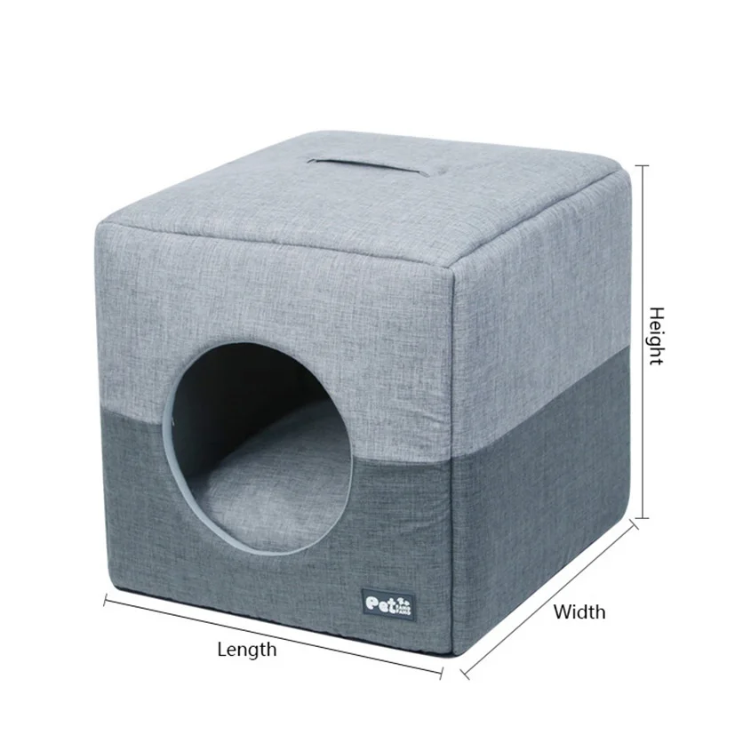 Small Dog Semi-closed Bed square Cat Square Bed Pet Kennel Mats Pet Tents All Season Available