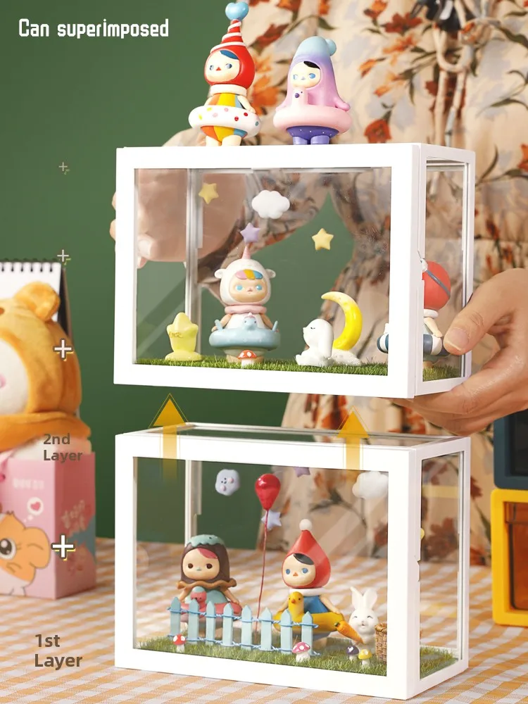 

Mart Display Storage Box Transparent Dustproof Figure owcase Stand Toy Doll Organizer Holder Plastic Material Home Decor