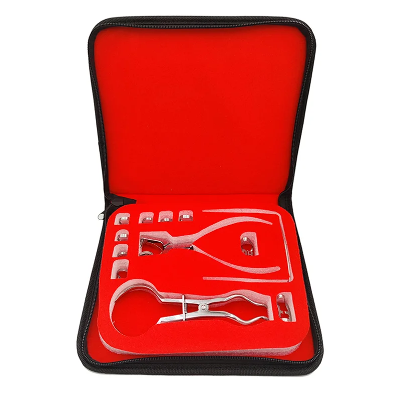 1 Set Dental Dam Hole Punch Pliers Set With LEA Bag Dentistry Rubber Dam Perforator Puncher Dam Clip Dentist Orthodontic Tools