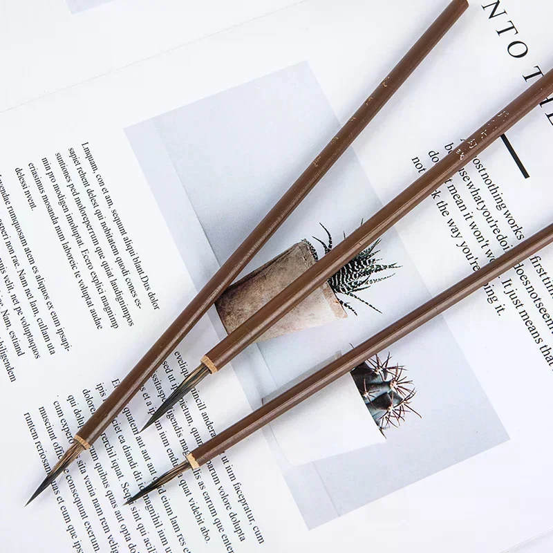 3pcs Weasel Hair Hook Line Fine Paint Brush Calligraphy Brush Pen Art Stationary