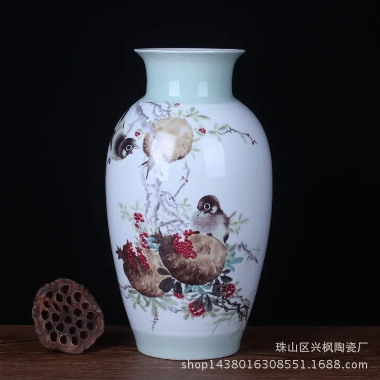 Jingdezhen Ceramic Vase Pink (always smiling) Home Living Room Entrance Decoration Crafts Decoration