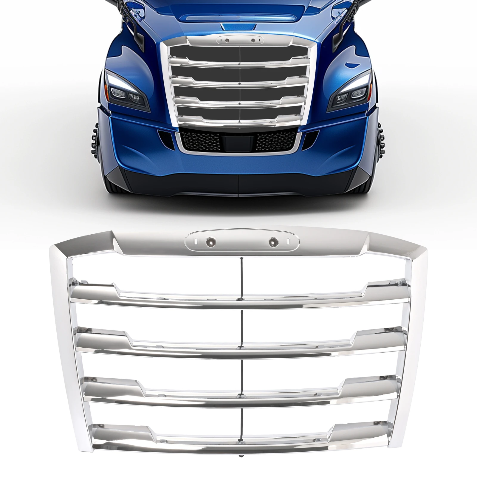 

For Freightliner Cascadia 2018-2024 Chrome Front Grille Grill Without Bug Screen