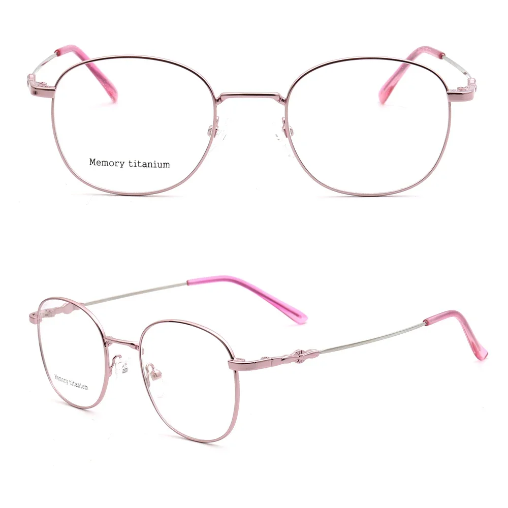 

Vintage Men Round Eyeglass Frame Women Pink Glasses Frame Retro Memory Metal Optical Spectacles Gold Silver Prescription Eyewear