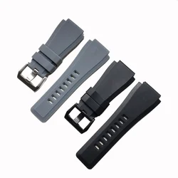 34mm*24mm Convex Silicone Rubber men Watchband For BR Watch Straps Black Grey BR01 BR03 Bracelets Belts Soft waterproof