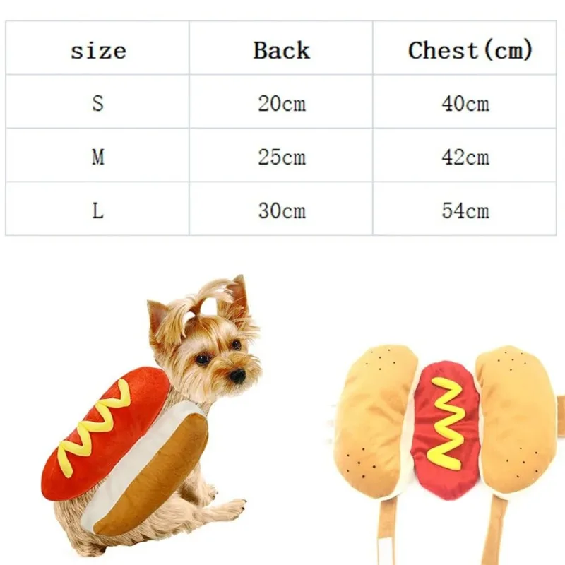 Dog Funny Halloween Costumes Hot Dog Shaped Dachshund Sausage Adjustable Clothes Pet Apparel Dressing Up Party Costume