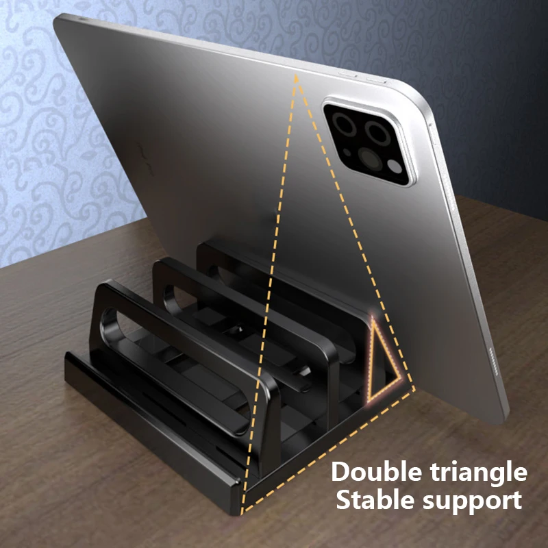 Dual-Slot Adjustable Vertical Laptop Stand ABS Plastic 4in1 Design Space-Saving For MacBook Chromebook Surface HP Dell Book IPad