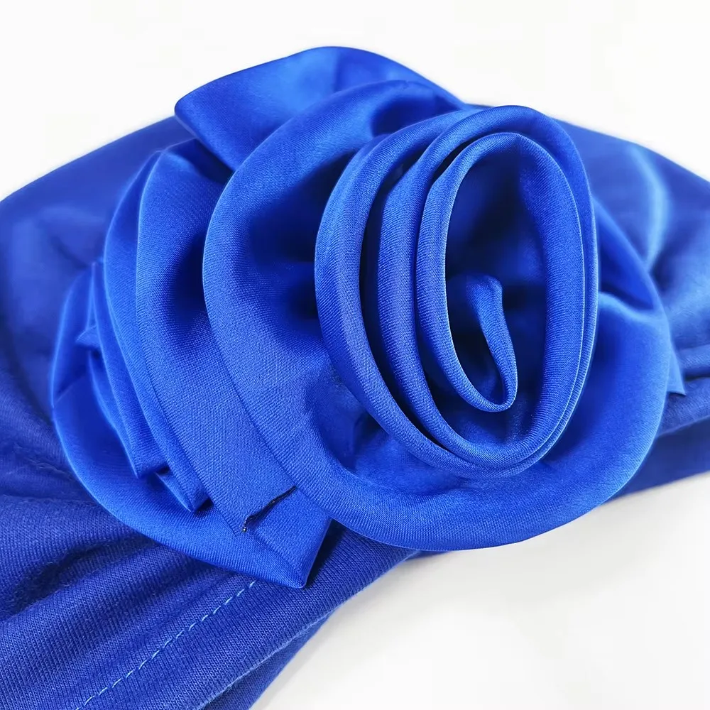Neue Mode Satin Blumen Turban Hijab Hüte Afrikanische Kopf Wraps Elastische Muslimischen Hüte Atmungsaktive Chemo Kappe Für Frauen Mädchen – Detail 9
