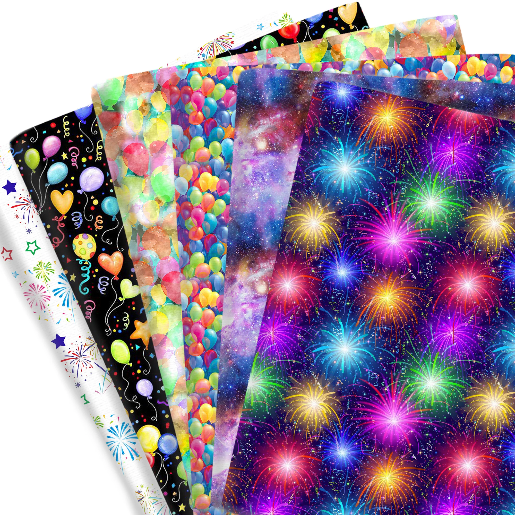 Pre-cut 1pc Firework Balloon Series Festival Party Holiday Pattern Quilting Fabric-57x19.68inch(145x50cm)