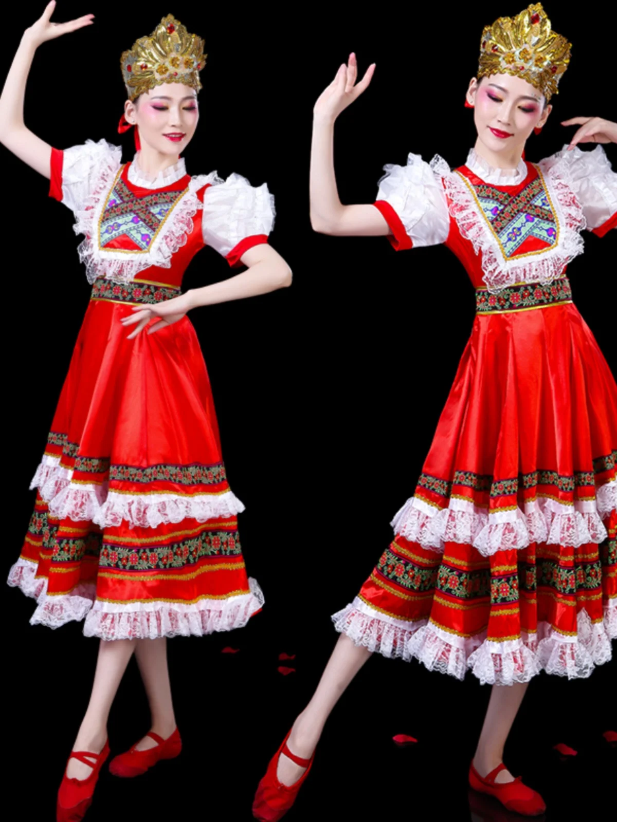 Costume da danza popolare russa Abito da corte europea Principessa cameriera Apertura Danza Grande gonna altalena
