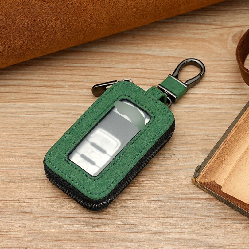 

Car Key Case Key Protector Smart Key Chain Coin Holder Metal Hook And Keyring Wallet Zipper Retro Bag For Auto Remote Key Fob
