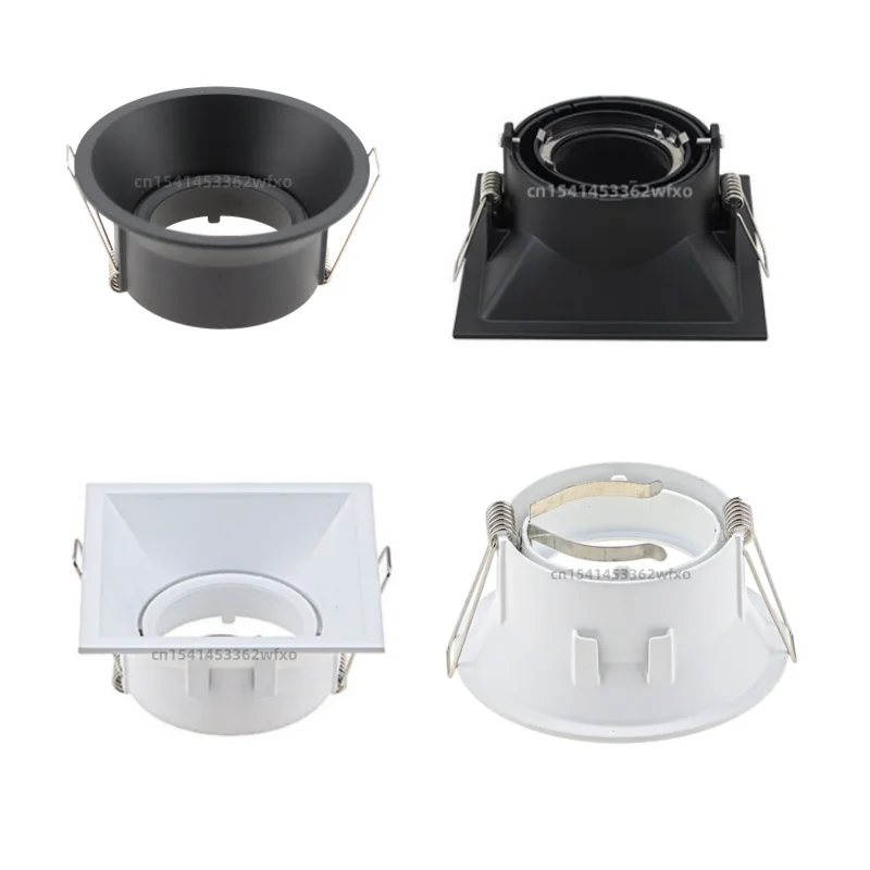 

Round square replaceable lamp holder embedded MR16 GU10 luminaires white and black adjustable LED ceiling spotlight frame