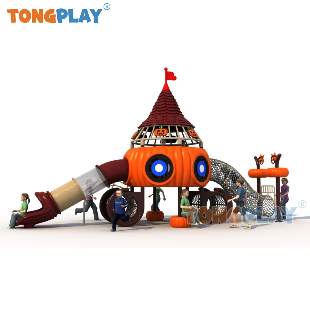 Pumpkin series Tong play factory hot-selling medium-side plastic slide amusement kid slide equipment children outdoor playground