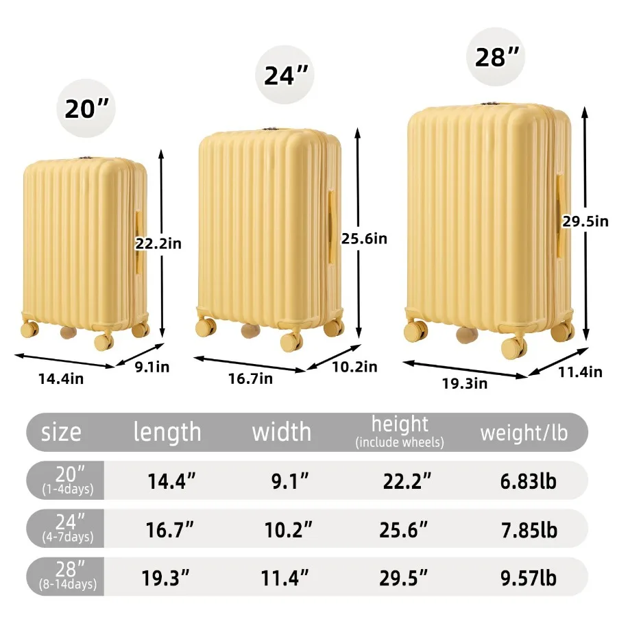 ABS Spinner Wheel Luggage Carry on Suitcase with Cup Holder USB Port Phone Holder 20 24 28