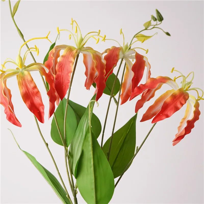 5 Stück Künstliche Latex 3-Kopf Lilien-Narzissen-Blumen für Heimdekoration, Kunstblumen für Hochzeits-Blumenarrangements und Fotografie-Requisiten – Detail 11