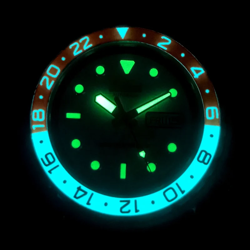 Tuna Canned C3 luminous Watch Cases Pearl luster Dial Mechanical Watches 30ATM Waterproof NH35 Movement Watch Head With Band