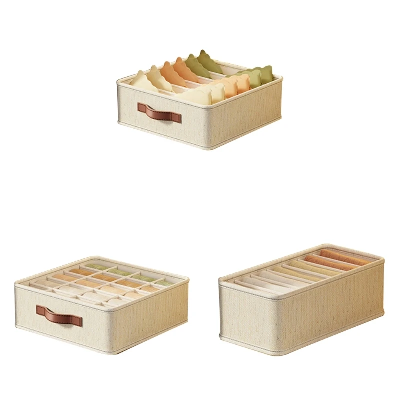 Multi Compartment for Scarves and Intimates Bedroom Underwear Cotton Linen Socks Separator Box