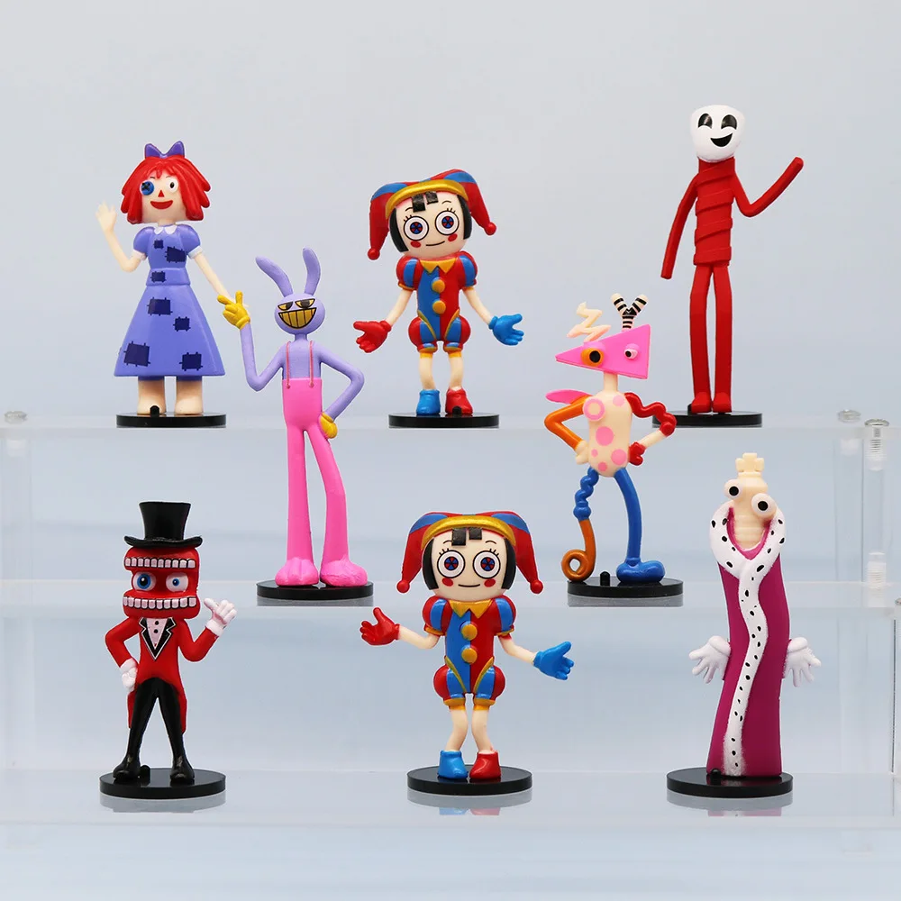 8pcs/set Cute The Amazing Digital Circus Anime Character Kawaii Jax Model Tide Play Room Decor Charm Gift For Kids Ornament Toys