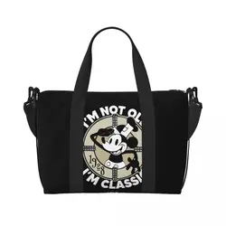 Custom Mickey Mouse Steamboat Willie Beach Tote Bag for Women Large Compartment Beach Gym Travel Bags