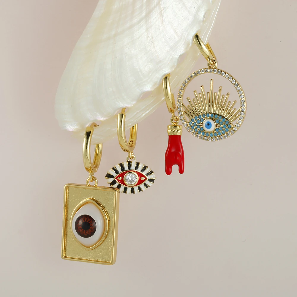 Gothic Eyes Earrings For Women Gold Color Copper Party Wholesale Excellent Quality Euro-American Jewelry