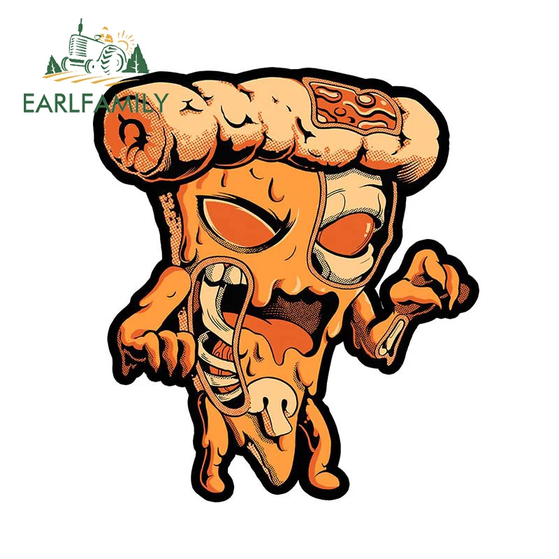 

EARLFAMILY 13см X 11.5см Наклейка на автомобиль Pizzazilla X-ray, мультяшный монстр-пицца, виниловая наклейка для заднего стекла, багажника, бампера, декор