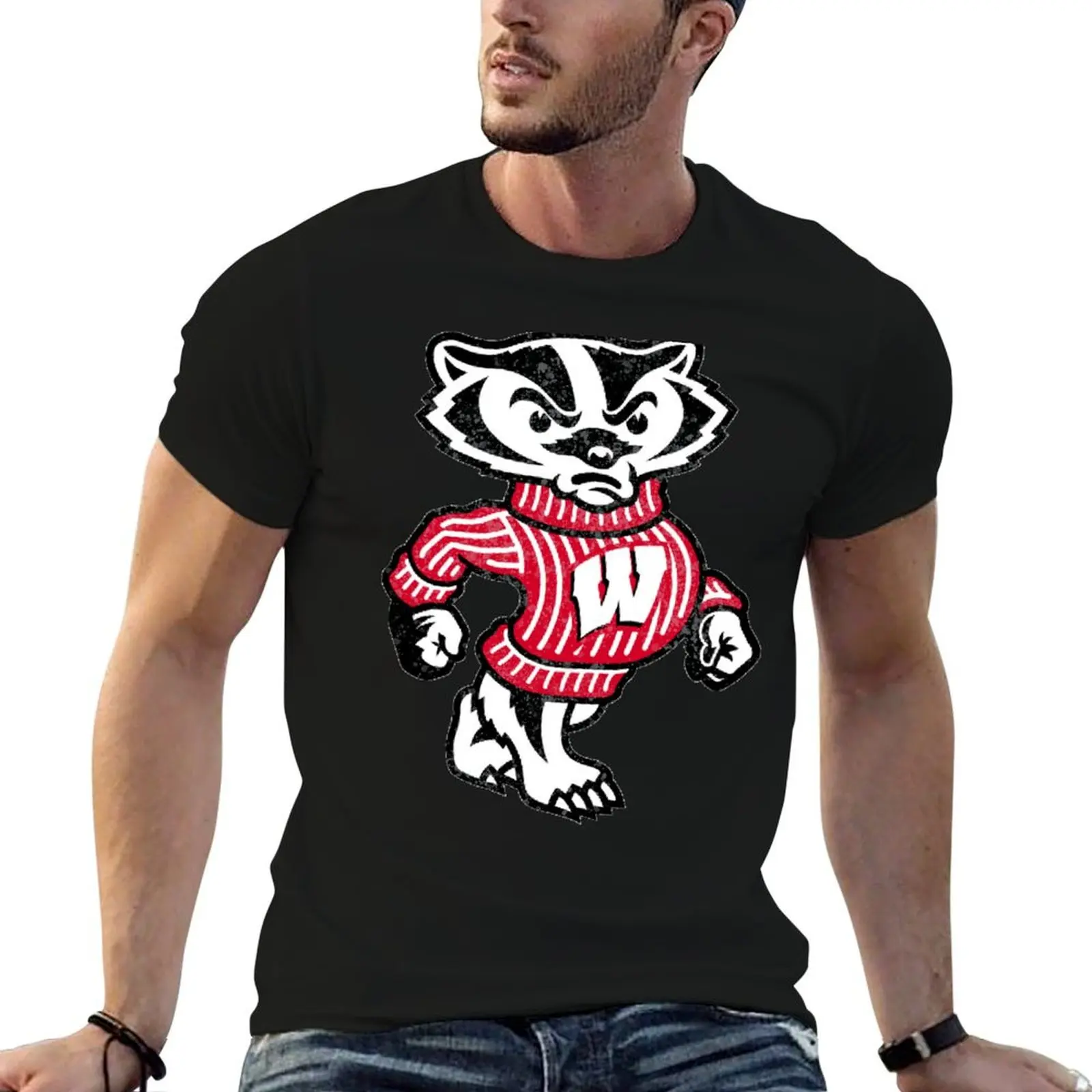 

University of Wisconsin Badger Watercolor T-Shirt essential t shirt t shirt man designer man t shirts for men T-Shirt