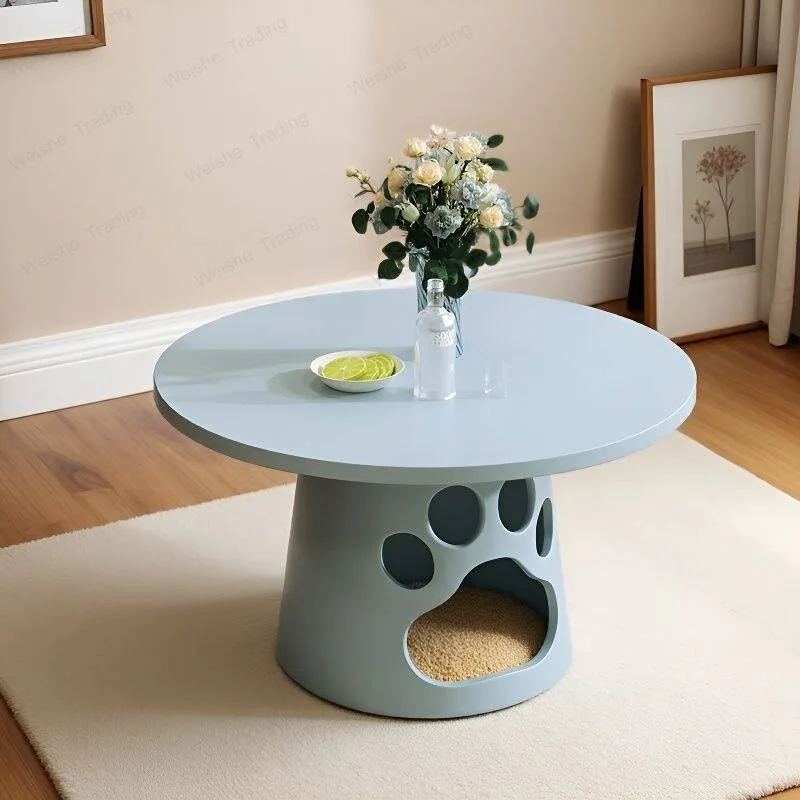 Creamy style modern magnesium mud coffee table simple living room household small apartment pet store round creative storage