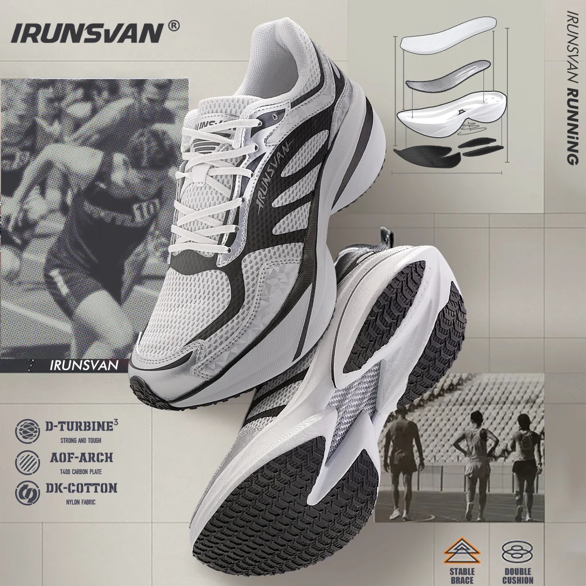 IRUNSVAN Marathon Training Sports Shoes Outdoor Anti Slip And Comfortable Carbon Board High-Quality Unisex Running Shoes 103